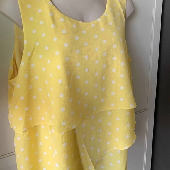 Soft Surroundings Sleeveless Yellow Polka Dot Top - Picture 2 of 4